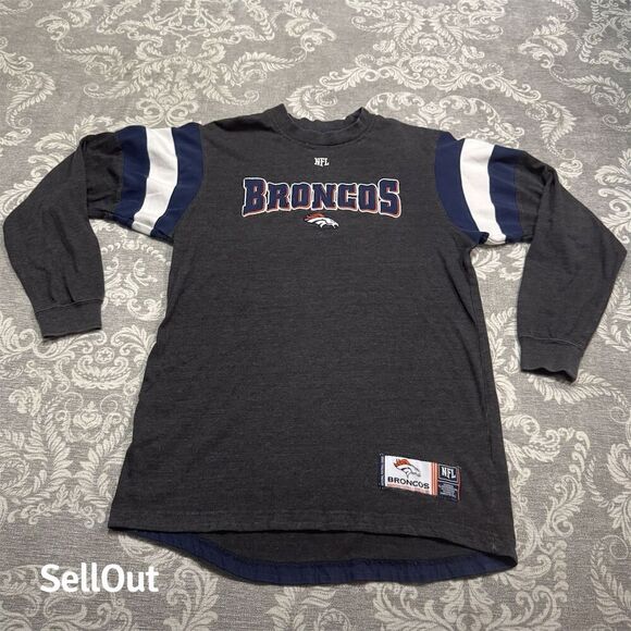 NFL Team Apparel Other - Denver Broncos NFL Men's Gray Long Sleeve Striped Shirt Size Standard M